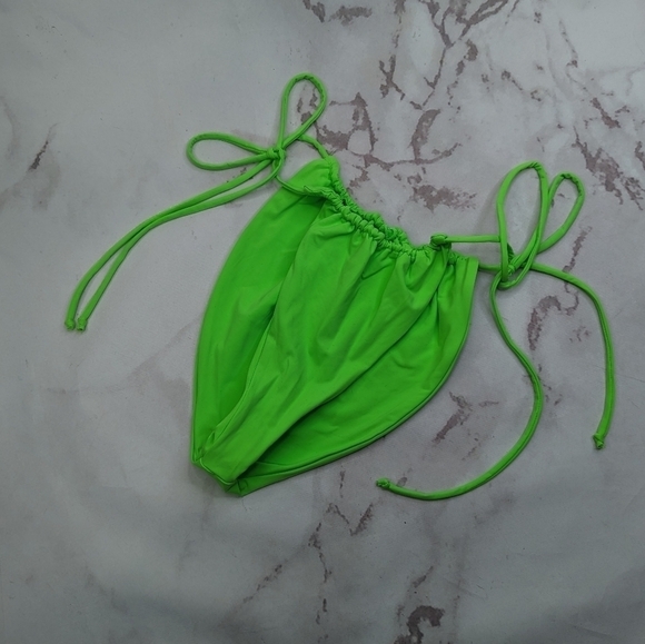Good American Swim Bottom Women 4 XL Green Chartreuse Neon Tiny Ties Bikini Fits - Picture 1 of 10